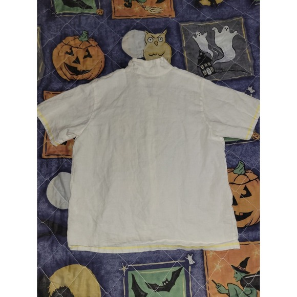 Vintage Linen Shirt Focus USA Button Front Women's XL Garden Patches Embroidered - Picture 14 of 16